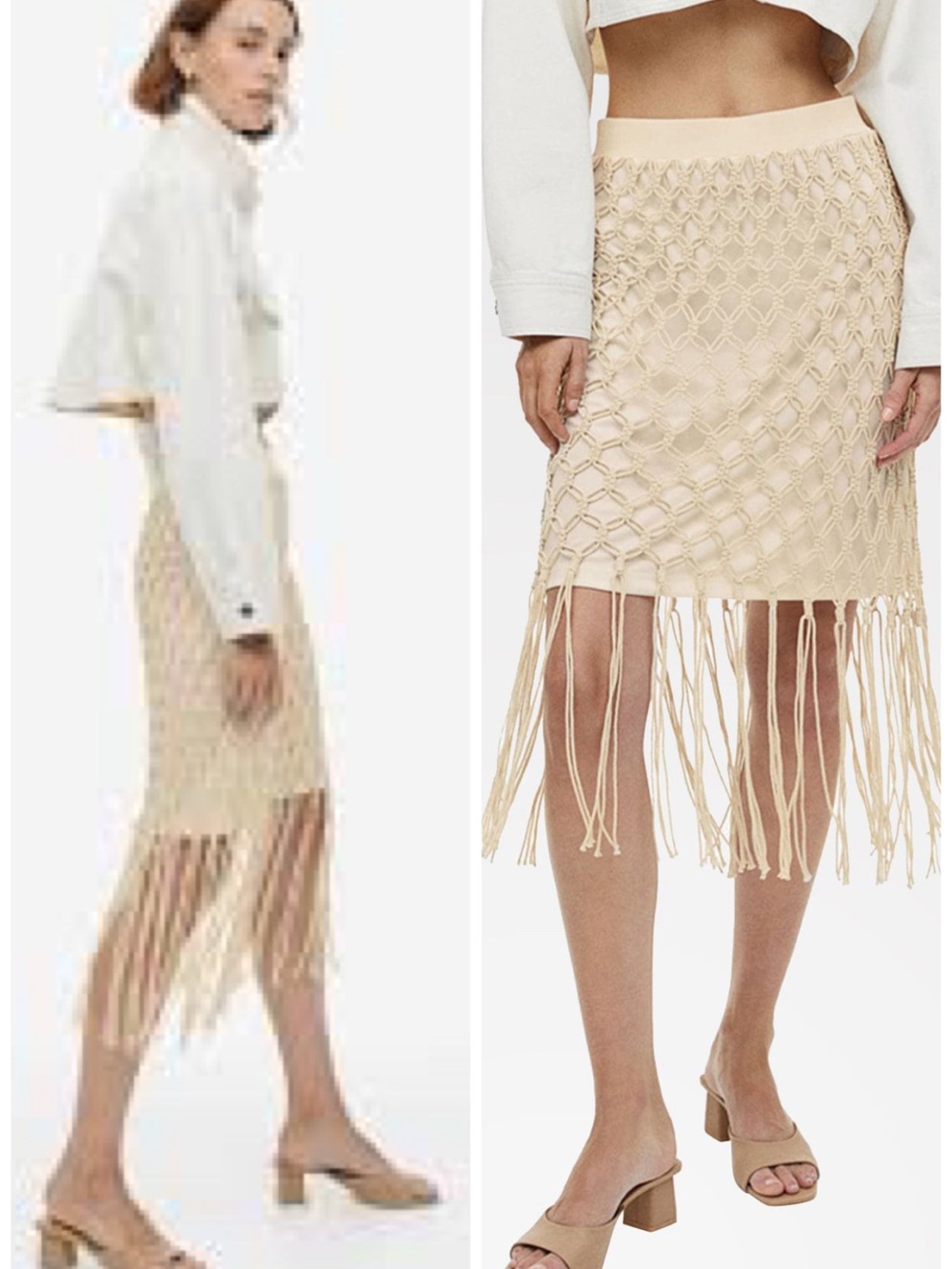 H&M Macrame Skirt in Cream Size XS EUC